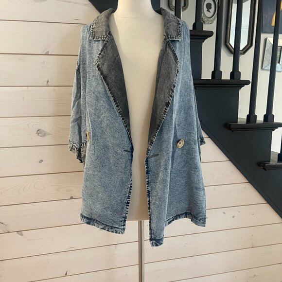 091 Oli & Hali Star Patch Tencel Short Sleeve Blazer Jacket NWOT Size Large - Picture 12 of 14